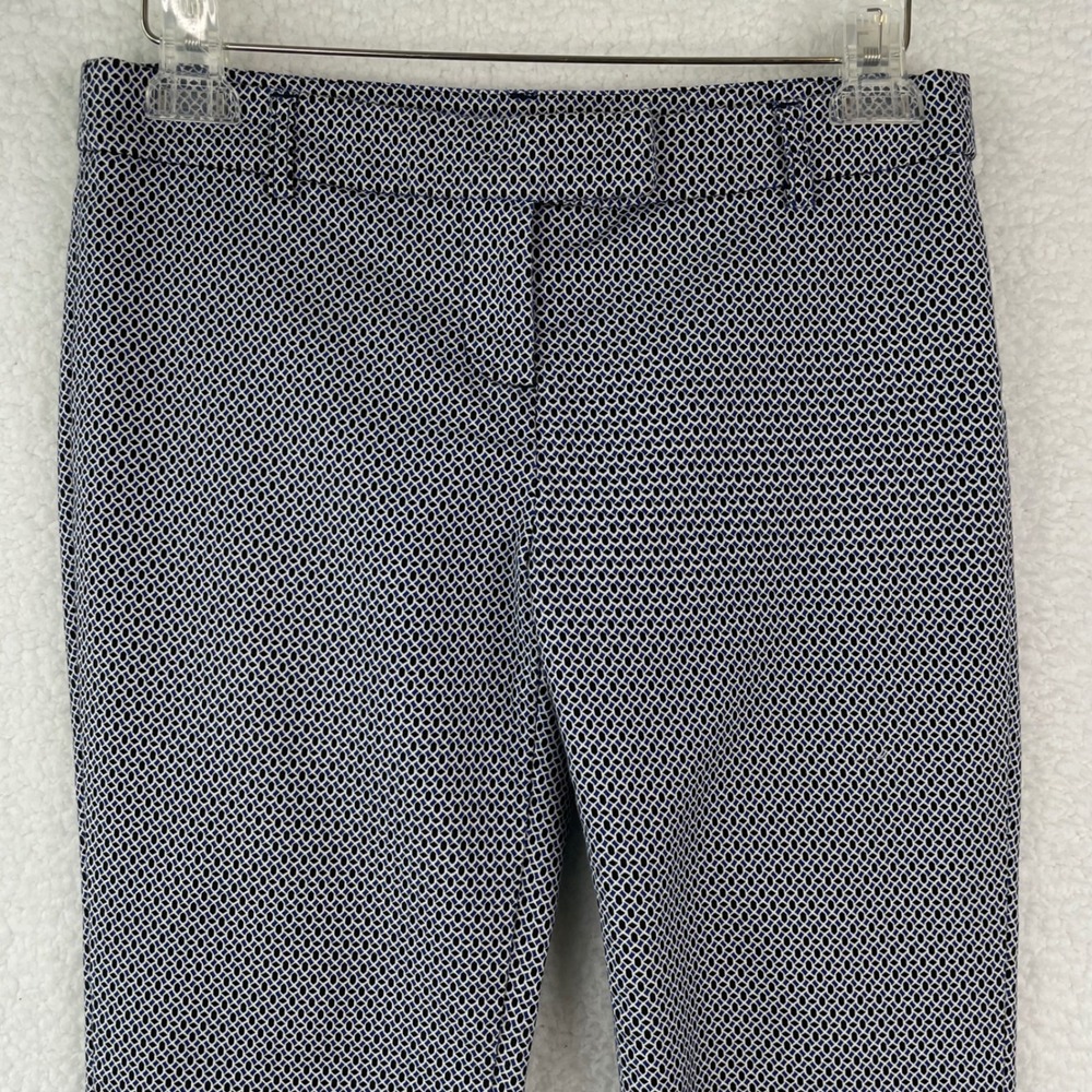 Kenar Women Blue Black Geometric Print Slim‎ Ankle Pants Size 4 Cotton Stretch